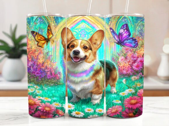 Corgi Floral Tumbler Wrap Dog