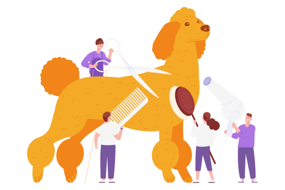 Dog Beauty Service Icon for Embroidery Projects