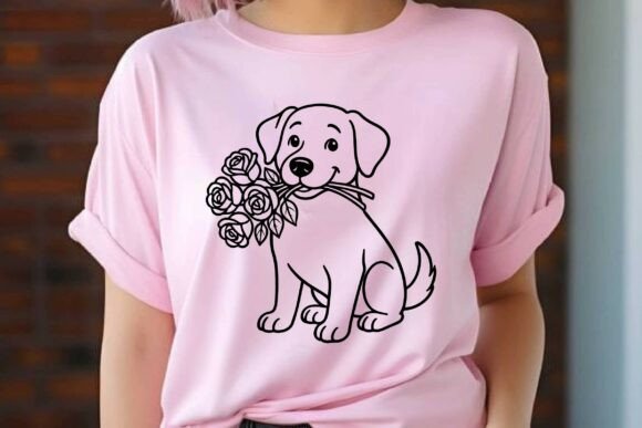 Dog Holding Rose Bouquet Clipart Vector Review