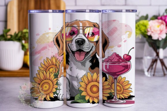 Dog in Shades Sunflowers Tumbler Wrap Design Review