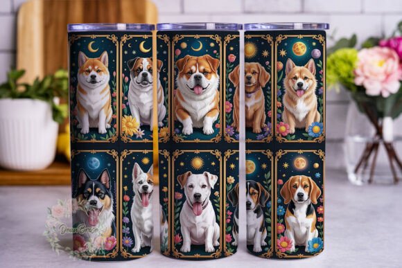 Dog Tarot Cards Celestial Floral Tumbler Review
