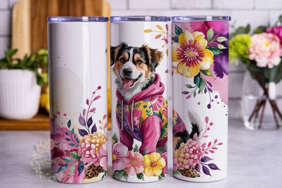 Fluffy Dog Floral Tumbler Wrap PNG Review