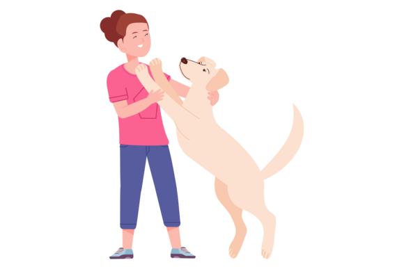 Joyful Girl with Playful Dog