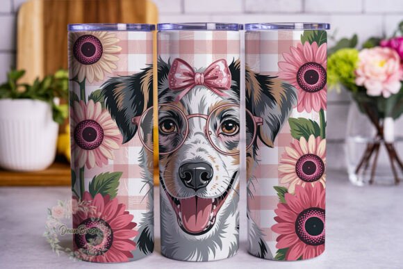 Pink Sunflower Dog Tumbler Wrap Design Review