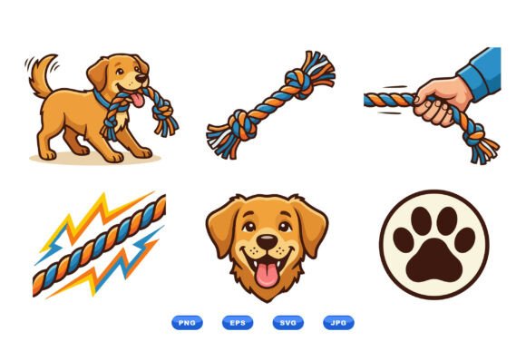 Playful Dog Rope Clipart Set Review