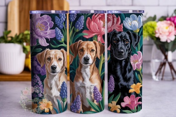 Pug Dog Floral Garden Tumbler Wrap PNG Review
