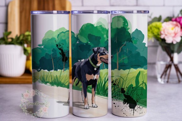 Rottweiler Dog Watercolor Tumbler Wrap