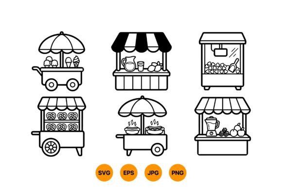Street Food Market Clipart SVG Review for Embroidery