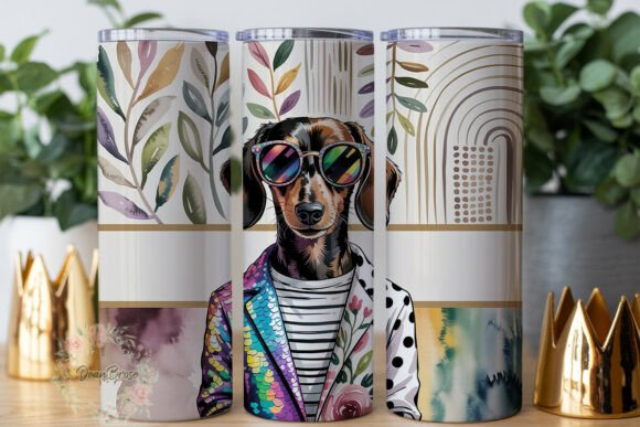Stylish Dachshund Dog Tumbler Wrap PNG Review