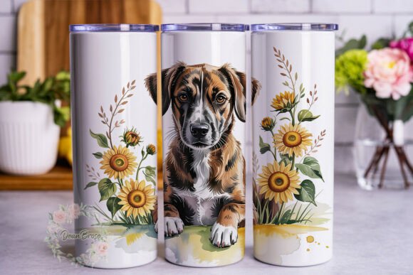 Watercolor Dog Sunflower Tumbler Wrap Design Review